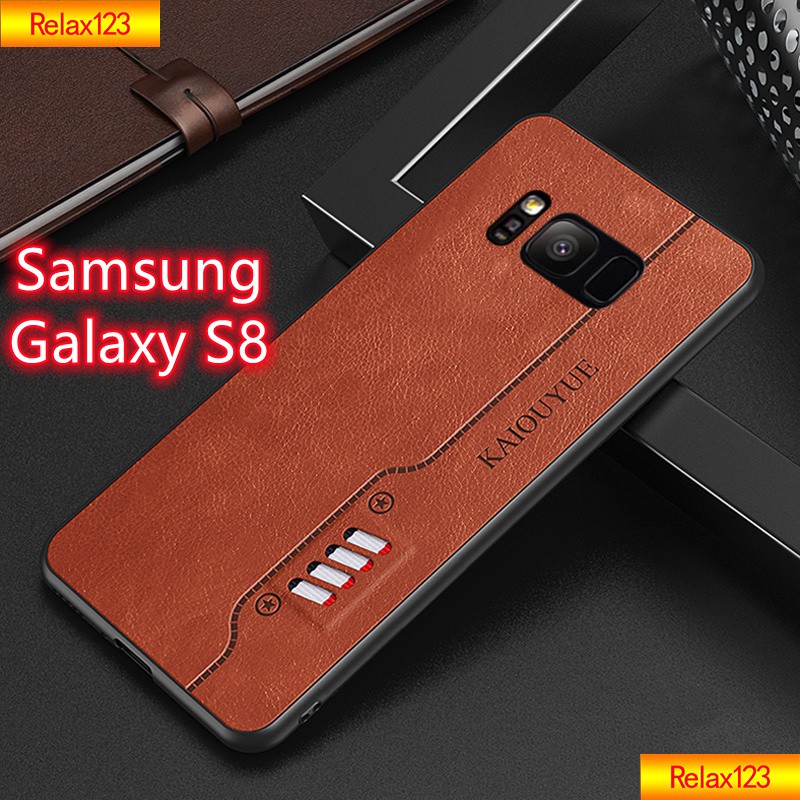 Samsung Galaxy S8/S8 Plus/S8+ (Ready Stock) Leather TPU Phone Case Shockproof Camera Lens Protection Shell Anti-Fall No Fingerprint Casing Phone Business style Phone Soft Cover