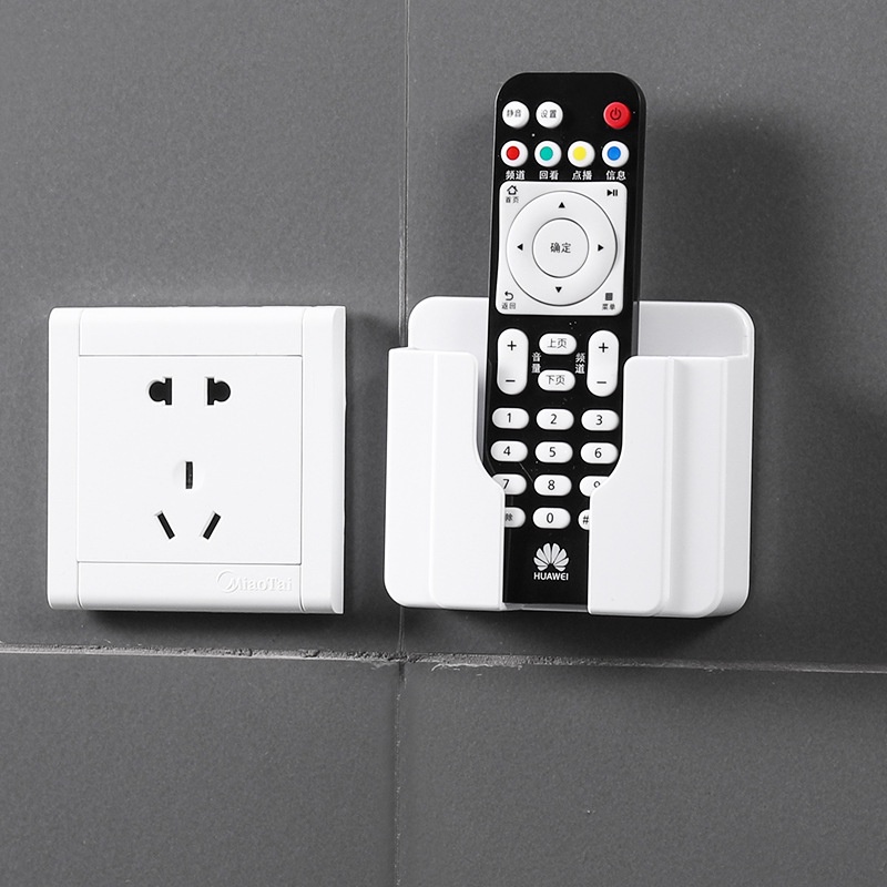 Wall Mounted Phone Holder Punch-free Mobile Phone Holder Cell Phone Charging Stand Rack TV Remote Storage Box
