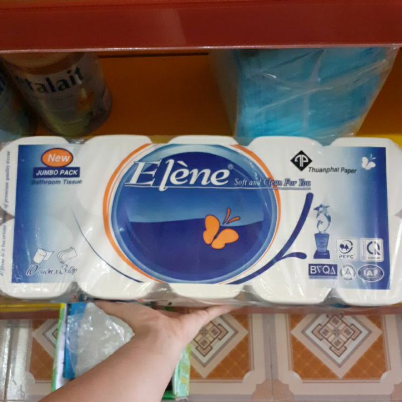 giấy vệ sinh cao cấp Elene không lõi 3 lớp ( bịch 10 cuộn )