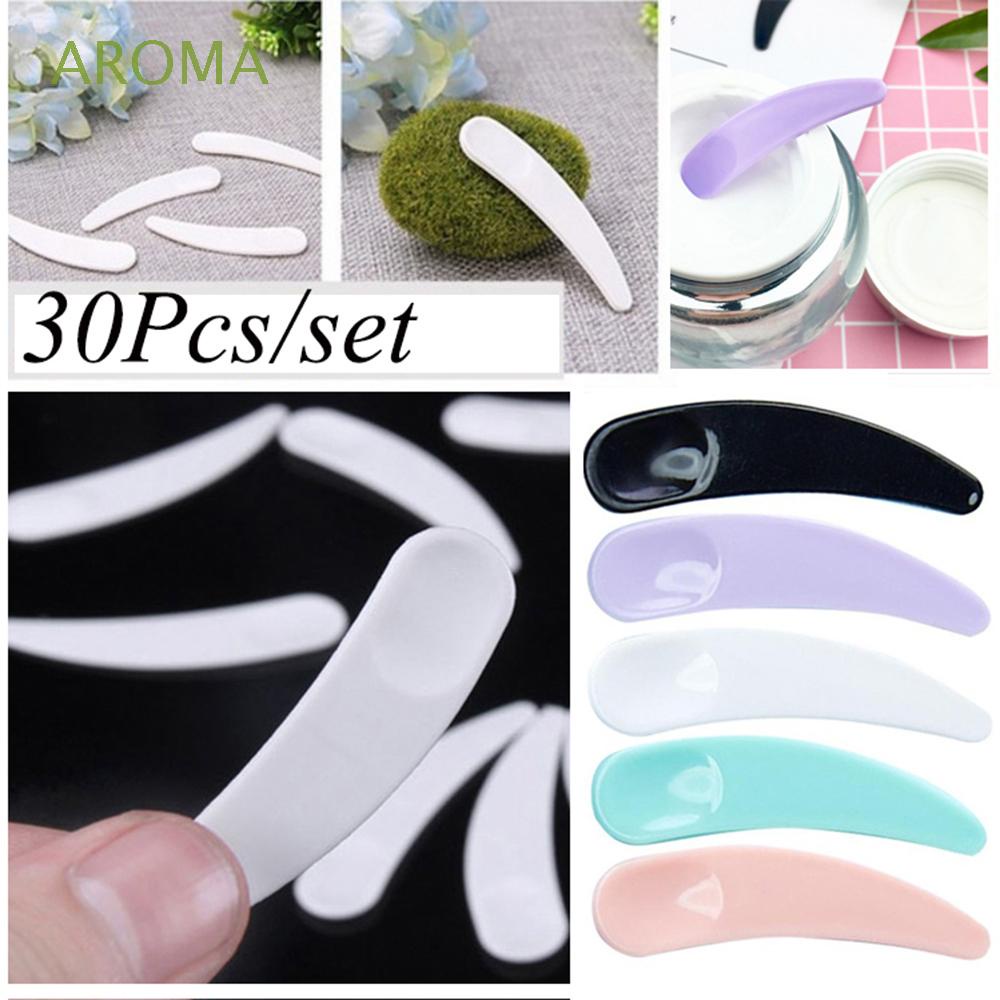 [Hàng mới về] Bộ 30 cái muỗng bàn xẻng cong bằng nhựa trộn mặt nạ mỹ phẩm dùng 1 lần nhiều màu