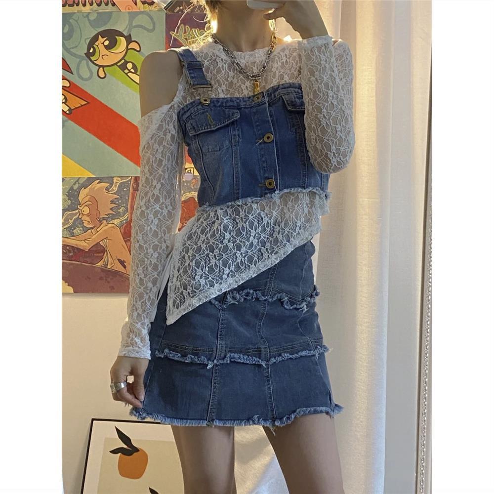 Fengshen Áo Denim Không Tay Ngắn Phong Cách Mới Mùa Hè Cho Nữ Mặc Ngoài Trời