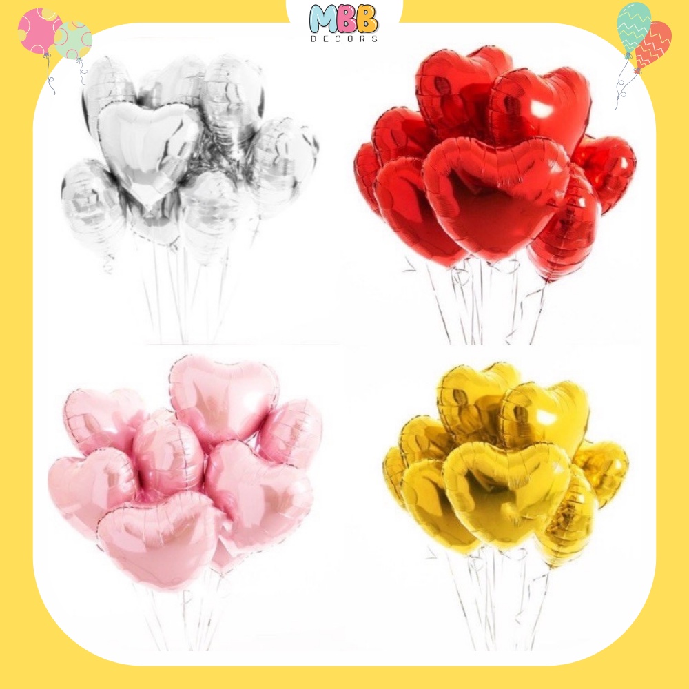 [Tặng Ống Hút Thổi] Bong Bóng Ngôi Sao Trái Tim Size To 45Cm Nhiều Màu, Trang Trí Sinh Nhật, Đám Cưới, Valentine