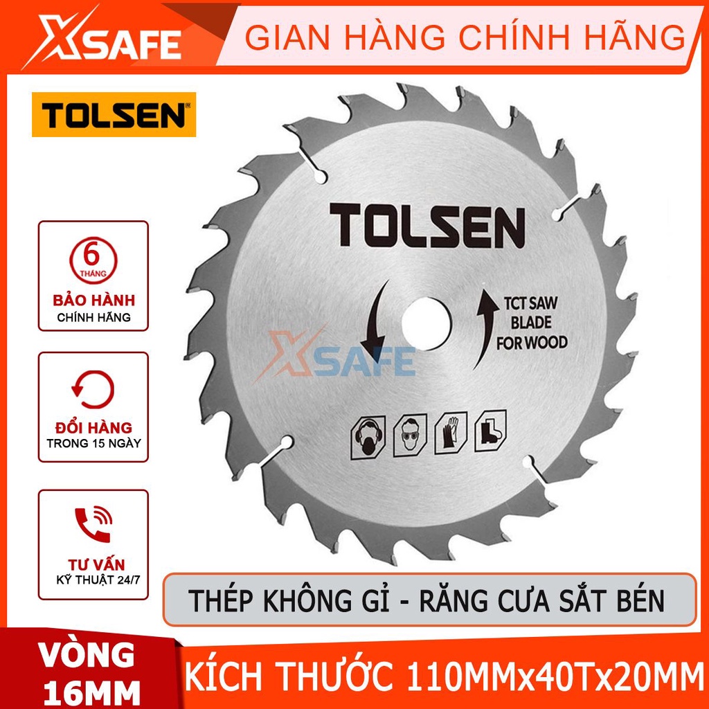 Đĩa cắt gỗ TOLSEN 76410 110mm*40T*20mm lưỡi cưa gỗ tròn hợp kim thép cao cấp, bền bỉ, ít bị ăn mòn [CHÍNH HÃNG][XSAFE]