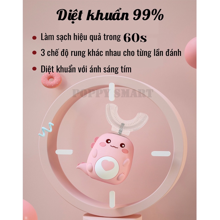 Bàn Chải Điện Cho Bé RABBIT Từ 2-8 Tuổi, Công Nghệ Làm Sạch Mới Rung Âm , Bảo Hành Chính Hãng 12 Tháng