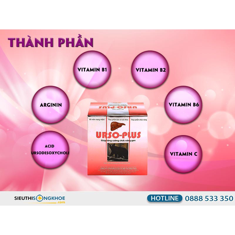 Urso Plus - Bổ Gan, Lợi Mật -  Tăng cường chức năng gan, Giúp thải độc gan , làm mát gan, hạ men gan - Hộp 60v