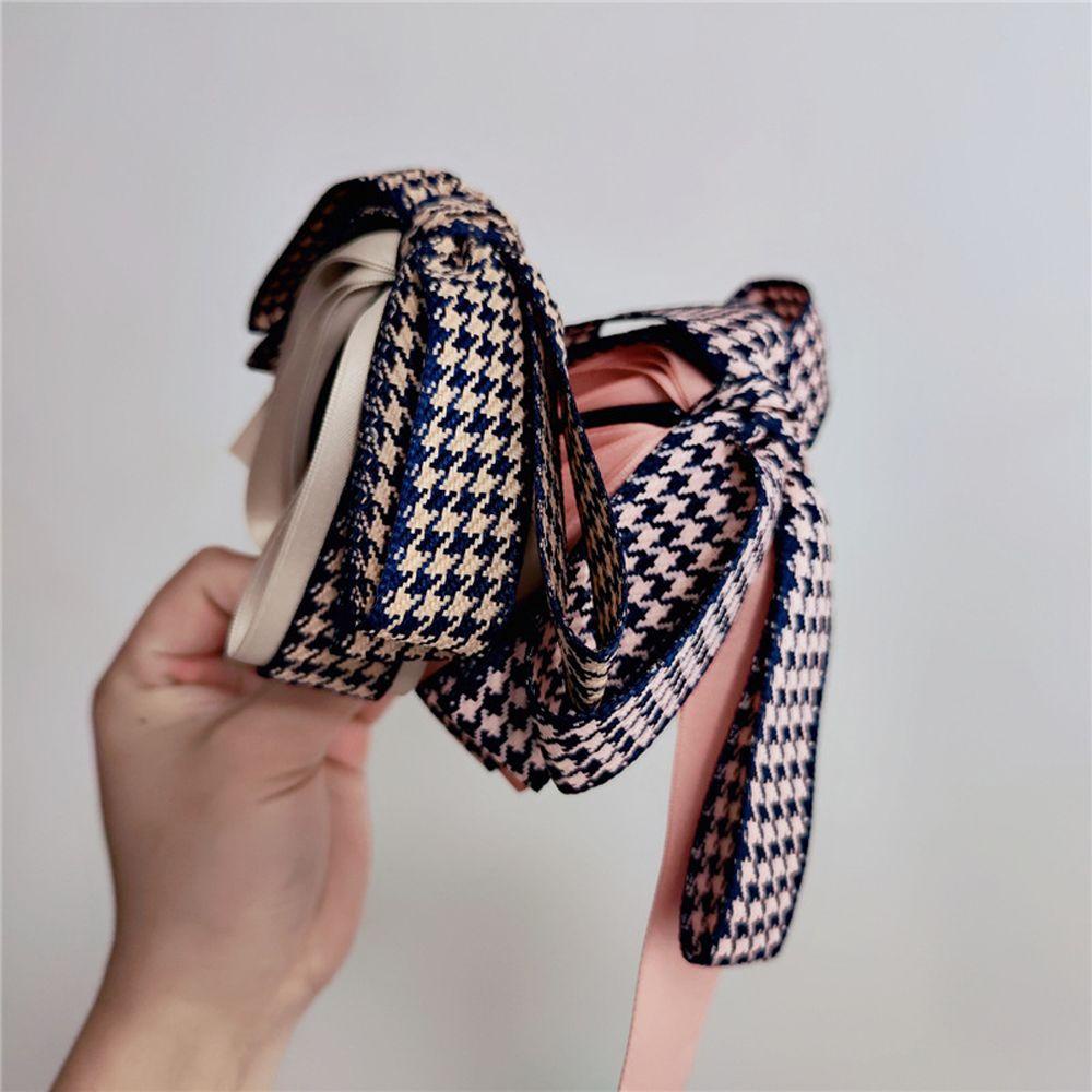 Kẹp Tóc Đính Nơ Họa Tiết Houndstooth Thời Trang Cho Nữ