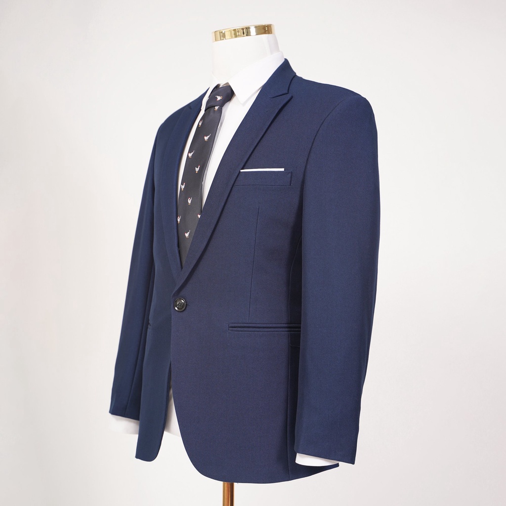 [Mã BMLT30 giảm đến 30K đơn 299K] Áo vest nam xanh cổ vịt 1 khuy 2 túi công sở chất liệu cao cấp dày dặn The Suits House