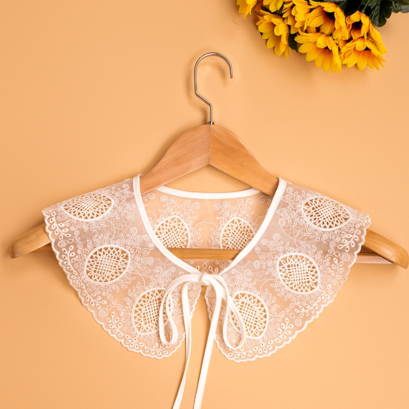 Yoioi Áo Sơ Mi Ren Rỗng Giả Cổ Áo Có Thể Tháo Rời Trang Trí Cho Nữ