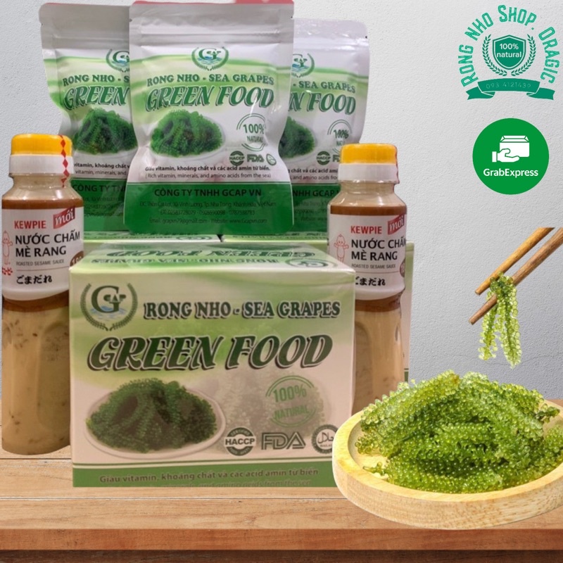 Rong nho Green food Cao cấp Không tanh Không nhớt- rong nho tách nước xuất khuẩu hàng cty Check mã vạch