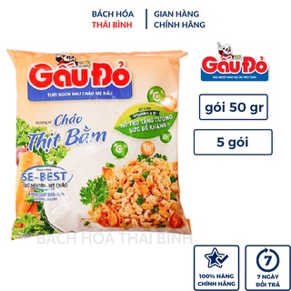 Combo 5 gói Cháo ăn liền thịt bằm/gà gấu đỏ 50g