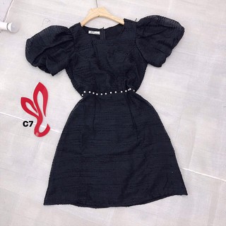 đầm tay phồng eo đính hạt tiểu thư sang chảnh