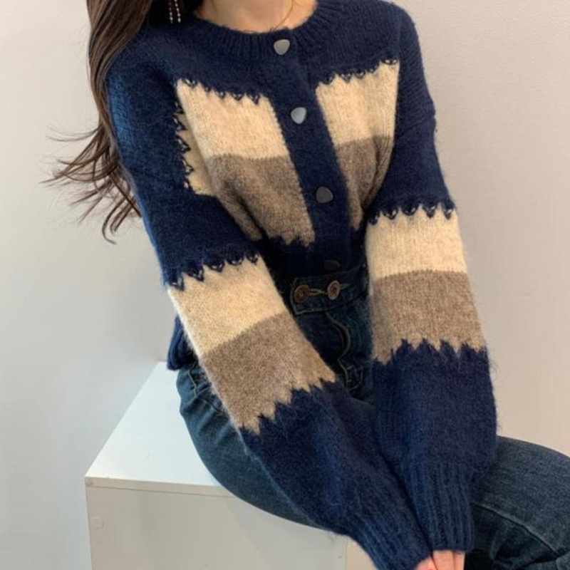 Áo Khoác Cardigan Dệt Kim Tay Dài Dáng Rộng Cổ Tròn Cài Nút Thời Trang Mùa Thu Cho Nữ