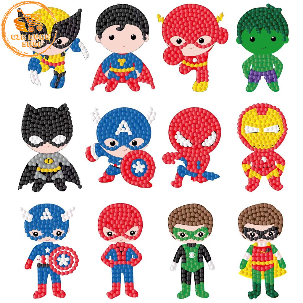 Tranh Đính Đá Mini Cho Bé Trai Bé Gái Tự Hoàn Thành Loại 12 Sticker - 10 Sticker - 8 Sticker - 6 Sticker DIY