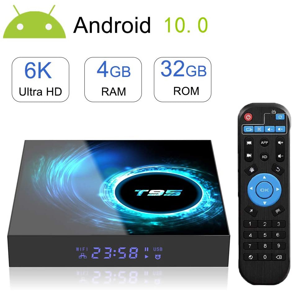 Android tivi box T95 H616 mới 4GB RAM 32GB ROM android 10 cài sẵn bộ ứng dụng giải trí miễn phí vĩnh viễn