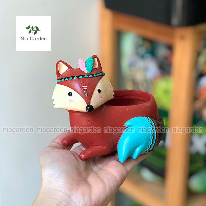 Chậu thú mini trồng sen đá xương rồng cây để bàn Nia Garden N4