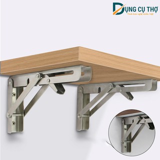 Bộ 2 bản lề gập thông minh Inox - Giá đỡ,ke đỡ gập chịu lực 85kg-Chiều dài 20 đến 50cm