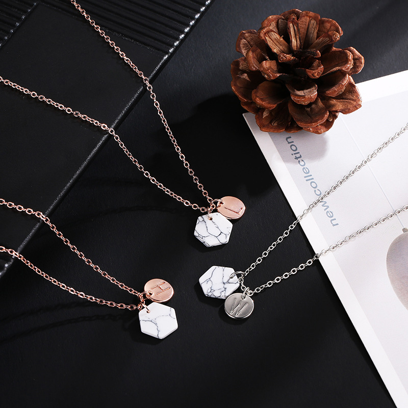 CREATIVE NEW vòng cổ Hợp Kim Mặt 26 Chữ Cái Phong Cách Hàn Quốc