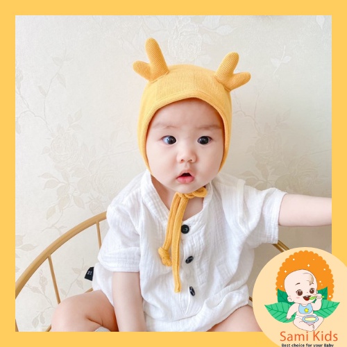 Mũ beanie màu trơn cho trẻ em sơ sinh, nón xinh cotton cho bé trai bé gái SAMI KIDS