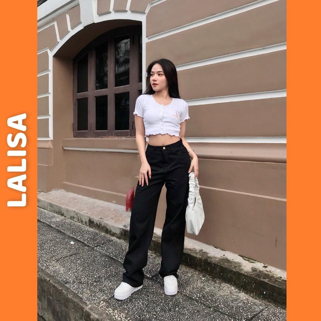 Áo Croptop Nữ Cổ Vuông Tay Ngắn LALISA Áo Crt Ôm Body Hoa Cúc Có Nút Bấm Đẹp Kiểu Ulzzang Hàn Quốc Jennie Sexy AO006
