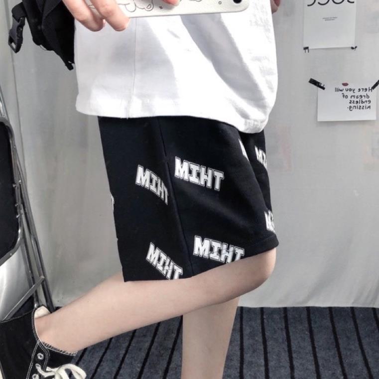 Quần Đùi Ngắn Ống Rộng Nam Nữ Unisex Rubystore,Quần Sooc Vải Lưng Thun Màu Đen Moonstore