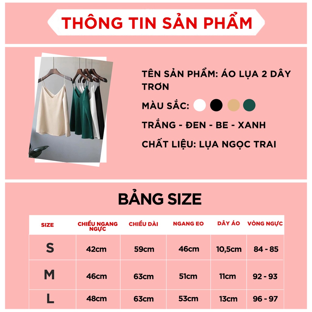 Áo hai dây lụa satin-Kiểu dáng trẻ trung mặc phối VEST BLAZER, Áo SƠ MI-Áo 2 dây lụa có FULL SIZE