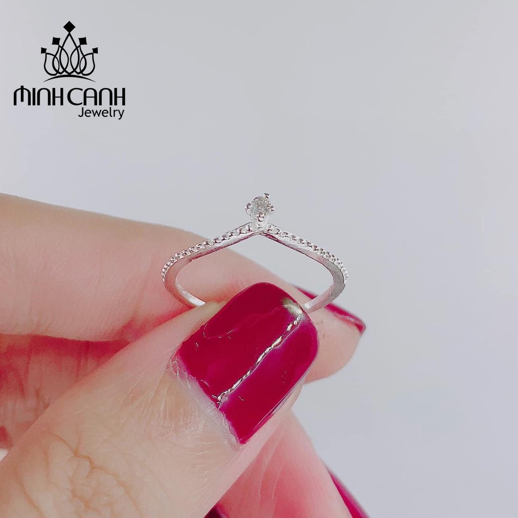 Nhẫn Bạc Nữ Chữ V Đính Đá - Minh Canh Jewelry