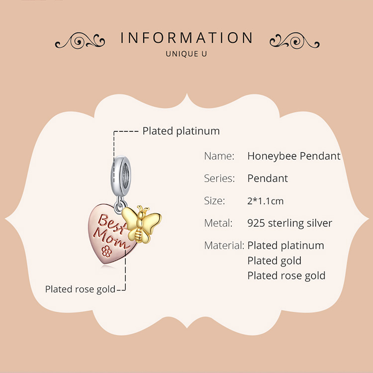 Hạt charm bạc 925 100% BAMOER SCC634 dùng làm vòng tay DIY thời trang cho ngày của mẹ