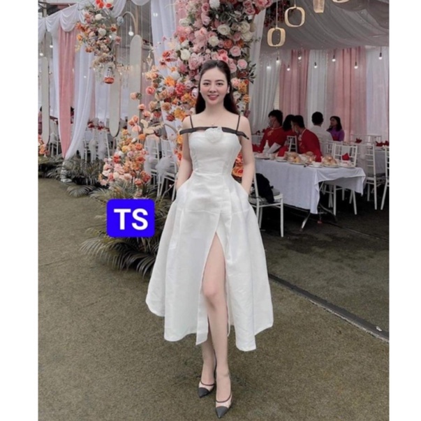 đầm thiết kế,đầm maxi tiểu thư dáng xòe xẻ trước cực xinh xắn | BigBuy360 - bigbuy360.vn