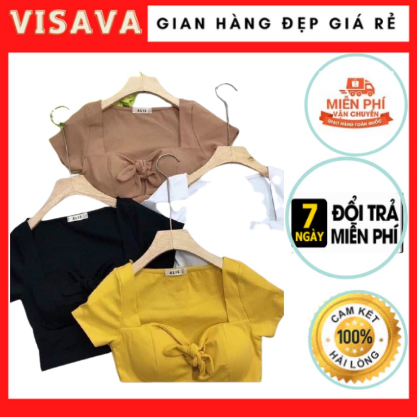 Áo Kiểu Nữ Croptop Visava Thun Borip Ôm body Cổ V Tôn Dáng Phong Cách Hàn Quốc  Mẫu Mới Siêu Thời Trang 2021