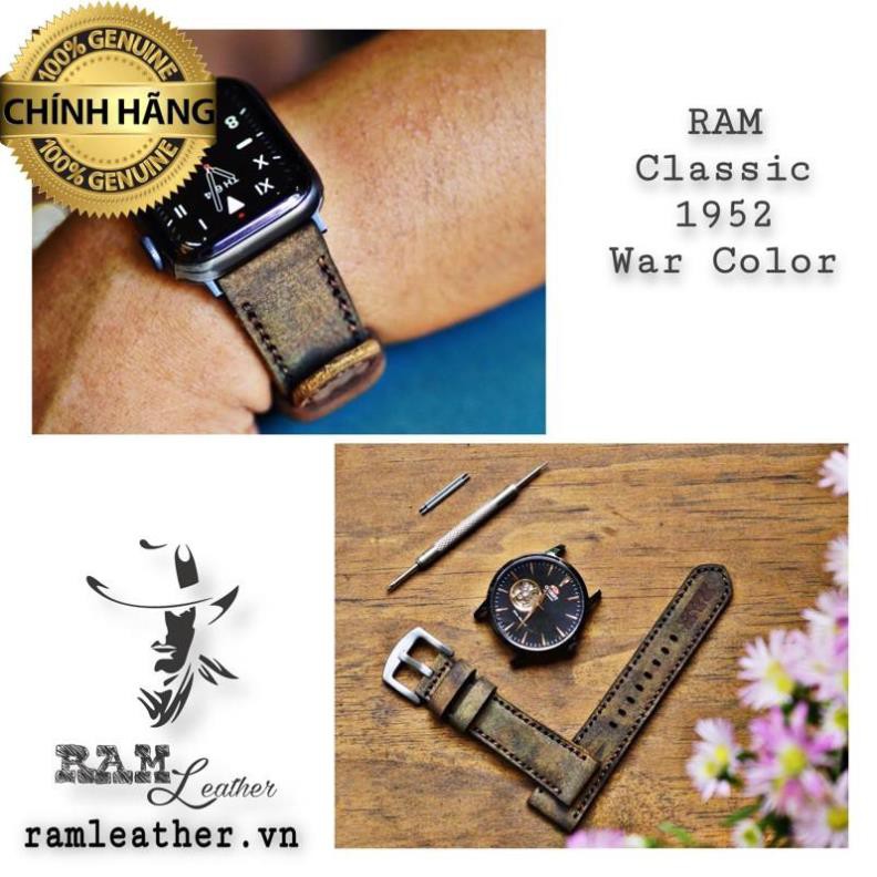 DÂY ĐỒNG HỒ DA BÒ SÁP NGHỆ THUẬT - DA BÒ THẬT - RAM CLASSIC 1952 -  SIZE CASIO AE1200/SEIKO5 - CHÍNH HÃNG RAM LEATHER .
