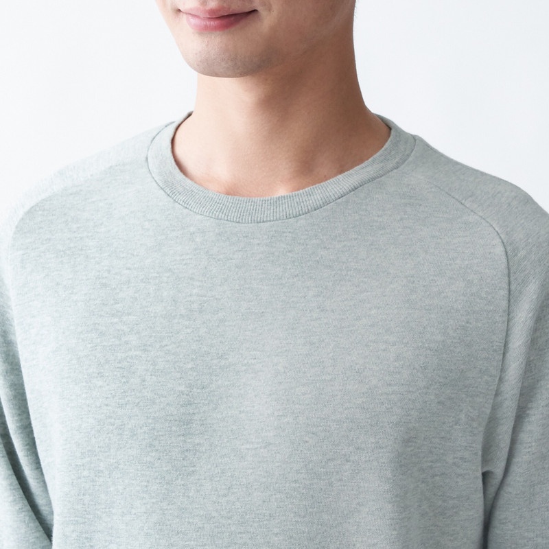 Muji Áo Sweatshirt Vải Thun Da Cá Sợi Slub