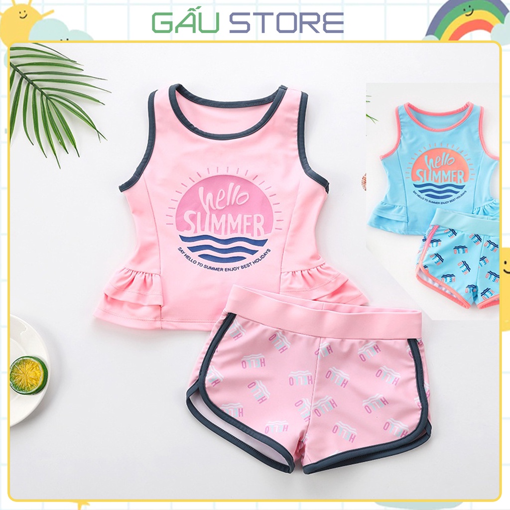 Bộ bơi bé gái, bộ bơi cho bé từ 2 đến 12 tuổi, size đại 46kg bikini 2 chi tiết - Bộ Bơi SUMMER