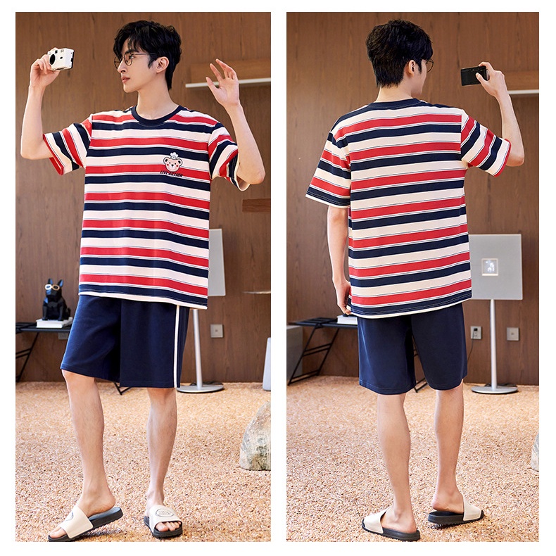 Pijama Bộ Đồ Ngủ Đôi Mặc Ở Nhà Vải Cotton Co Giãn Váy Quần Áo Cặp Đôi Cộc Tay Mùa Hè Đi Chơi Biển Ra Ngoài BODODOI02