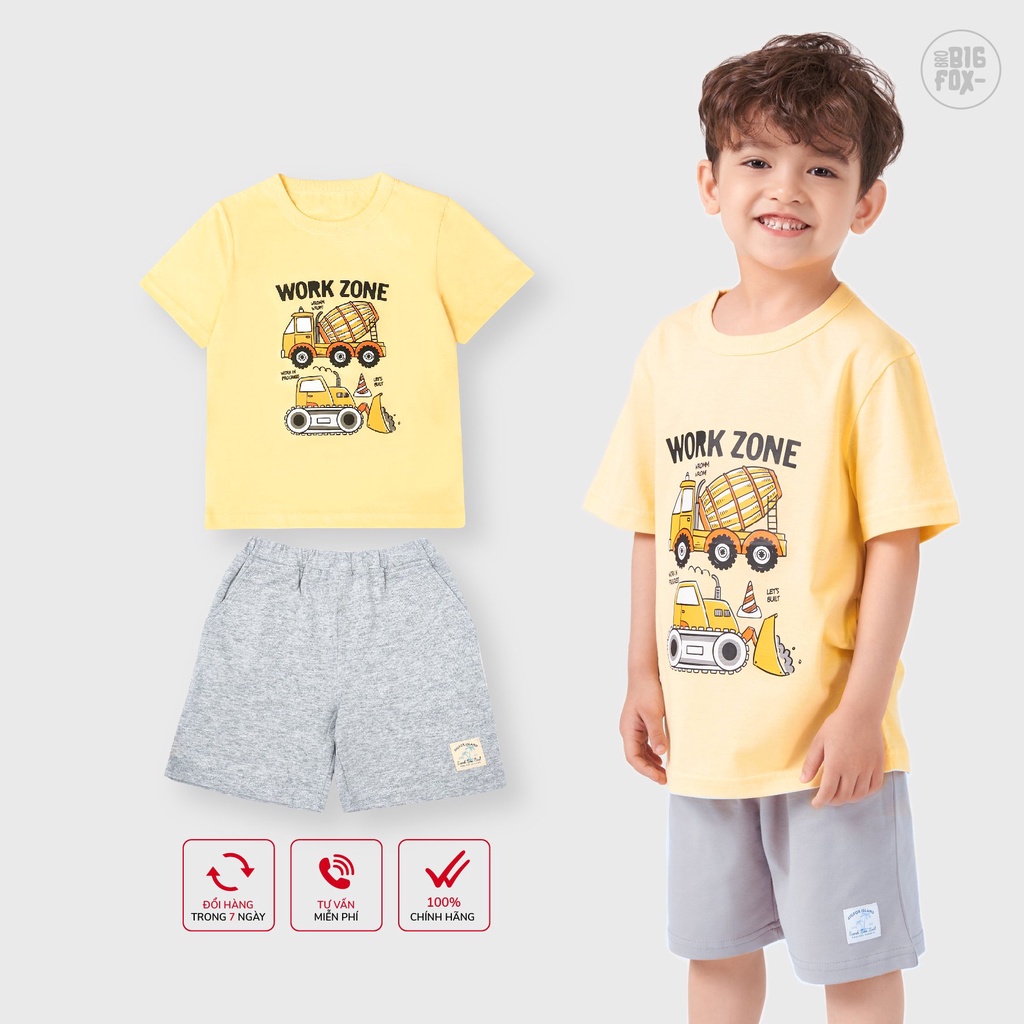 Bộ Quần Áo Bé Trai Cộc Tay Bigfox Mặc Mùa Hè Chất Cotton Hình In Động Vật, Online 01