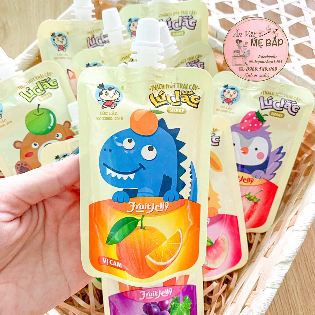 Lốc 10 Túi Thạch Hút Trái Cây Lúc Lắc - Fruit Jelly Đủ Vị Cam, Táo, Nho, Đào Dâu - Shop Mẹ Bắp