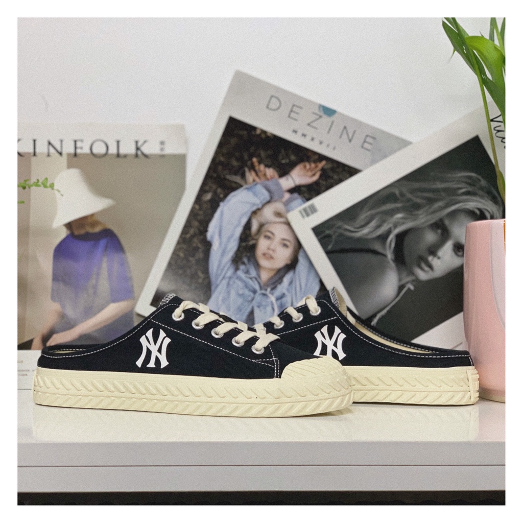 Giày đạp gót Sneaker MLB Playball Origin Mule NY  Black