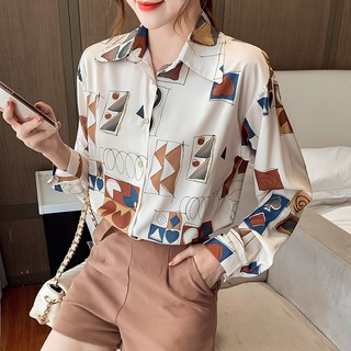 Áo Sơ Mi Nữ Tay Dài In Họa Tiết Cổ Điển Phong Cách Hàn Quốc 2020