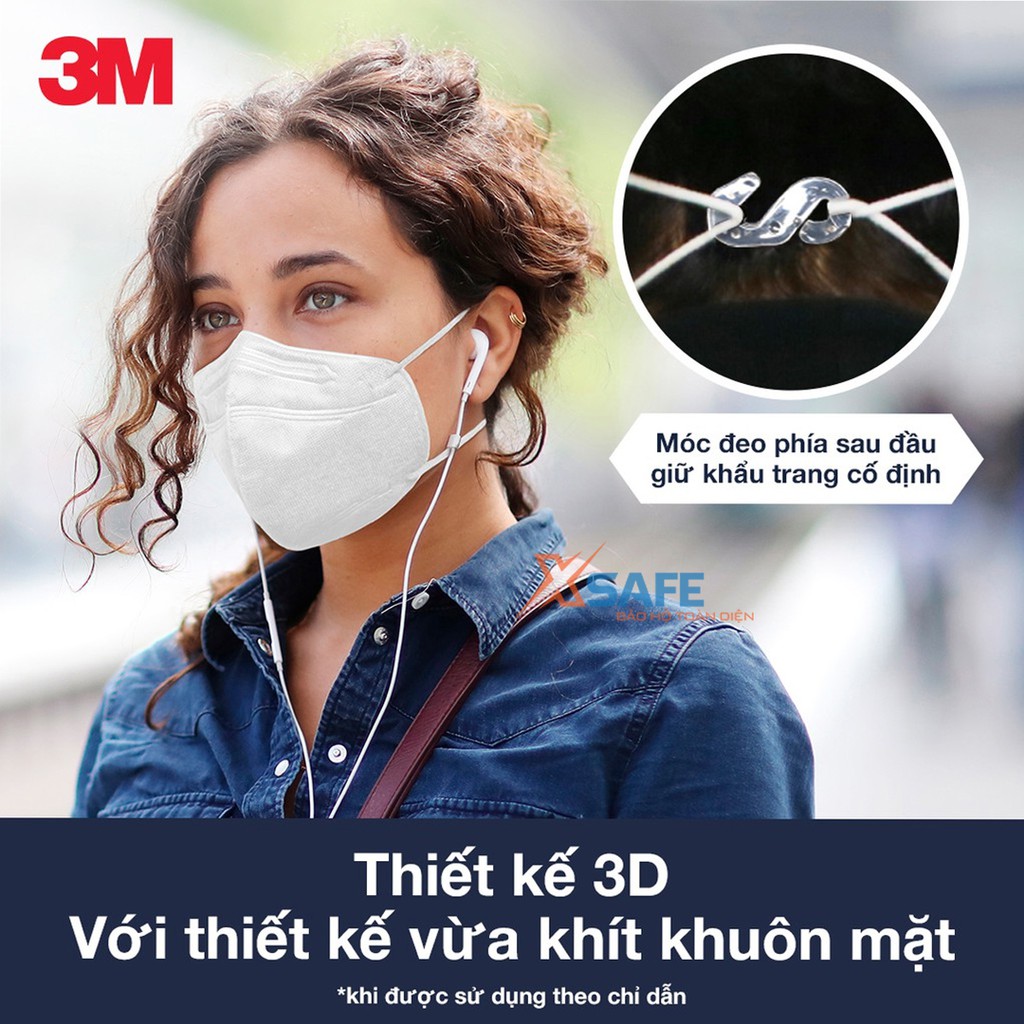 Khẩu trang y tế 3M 9013 đạt chuẩn KF94 chống dịch, ngăn ngừa bụi mịn PM2.5 - 2 màu trắng đen tương đương khẩu trang N95