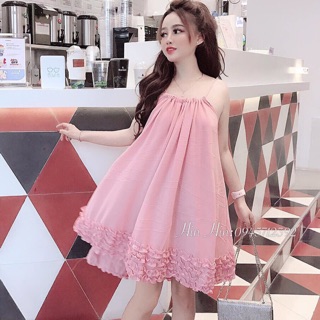 Đầm 2 dây voan nhúng bèo