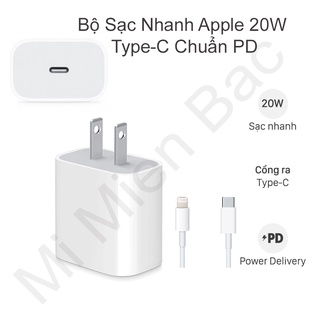 [Combo] Bộ Sạc Nhanh 20W Type-C Chuẩn PD, Adapter Củ Sạc Nhanh Tiêu Chuẩn Apple Cho iPhone ipad, Gồm Cốc Sạc và Dây Sạc