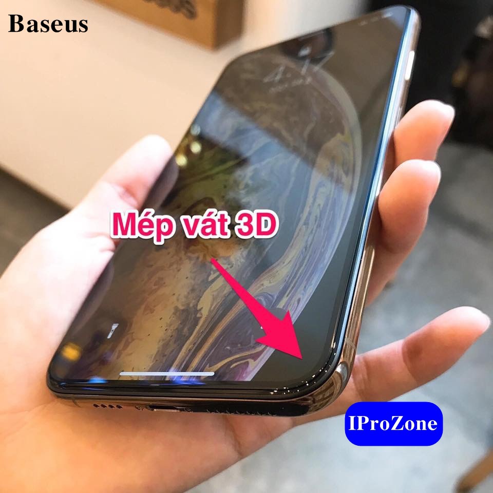 Kính cường lực Full màn có chống bụi màng loa cao cấp chính hãng Baseus dành cho IPhone X ,XS , XS Max , XR