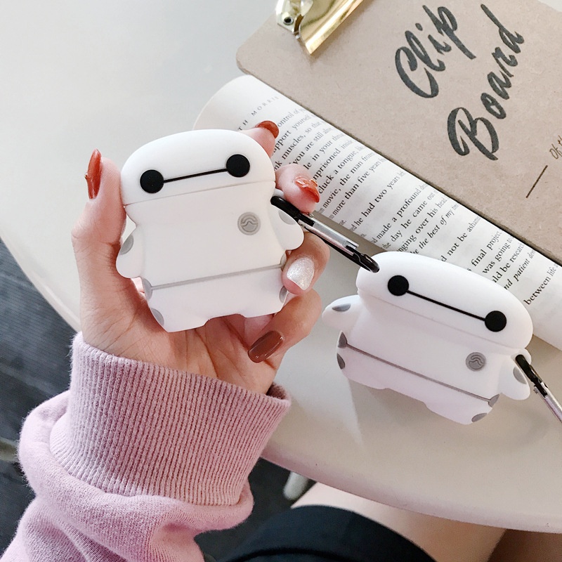 Ôp airpods 3, vỏ bọc airpods 12 Pro hình Baymax, robot trắng -  Tặng kèm móc sắt