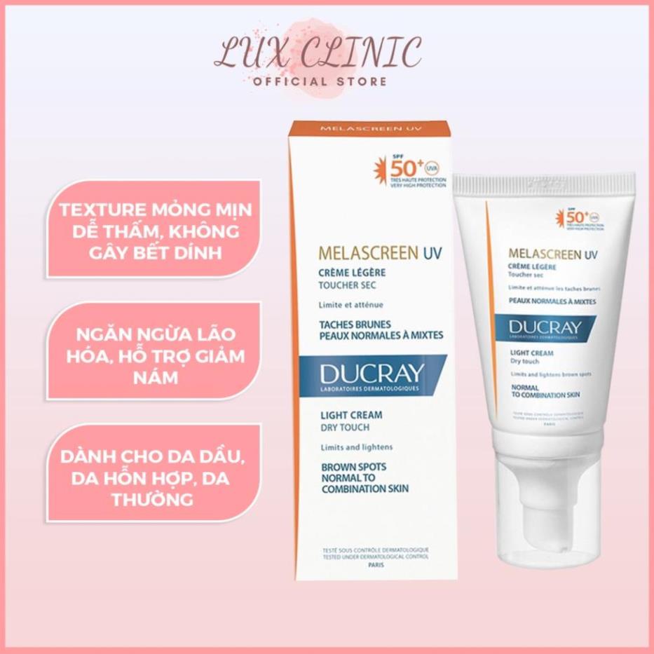 Kem chống nắng Ducray Melascreen UV Light Cream SPF 50+ bảo vệ da khỏi tia UVA, UVB 40ml