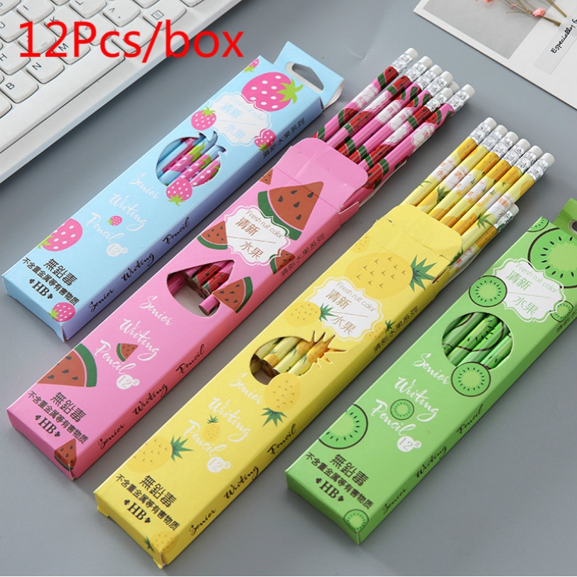 Hộp 12 Cây Bút Chì Gỗ Hình Trái Cây
