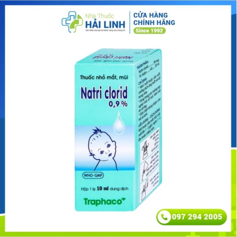 Nước muối sinh lý Natri Clocid 0,9% Traphaco ⚡Nhà thuốc Hải Linh ⚡ Giúp vệ sinh mắt mũi