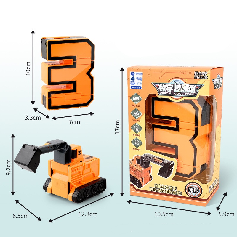 Robot biến hình, số biến hình từ 0 đến 9 - bộ ghép hình robot, máy bay, máy xúc, xe tải, xe tăng, siêu nhân - Lana Queen