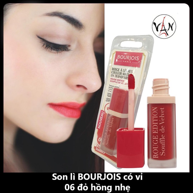 [ Bourjois Pháp ]  Son kem lì dưỡng bourjois souffle de velvet màu 06 và 07 - Hàng có vỉ