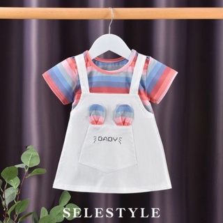 Đầm Bé Gái giả Yếm Chất Cotton