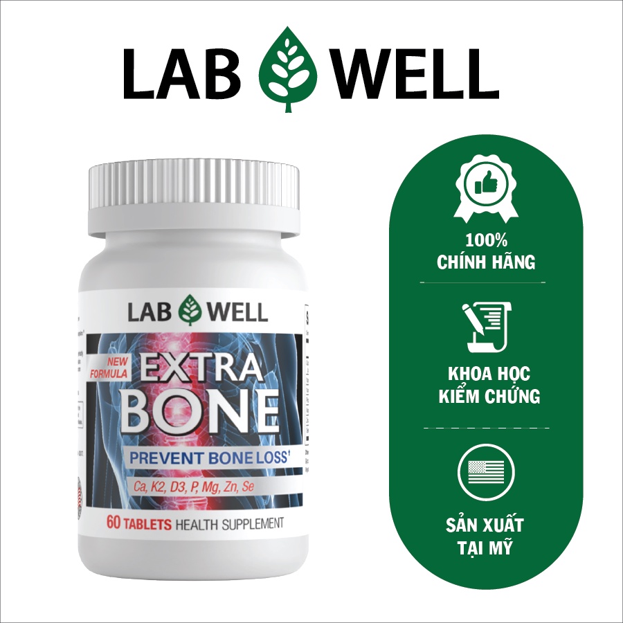 Labwell Extra Bonne, Viên bổ xung canxi cho người lớn tuổi, giúp xương chắc khỏe, hỗ trợ giảm loãng xương, Lab Well