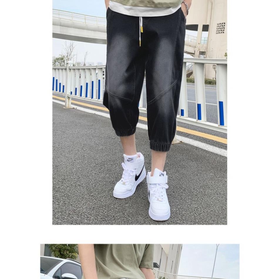 𝐅𝐫𝐞𝐞𝐒𝐡𝐢𝐩⚡ Quần Jean Jogger Unisex ⚡ Quần Ngố Bò Nam Nữ ⚡ Có Dây Rút Cạp Chun - Chất Vải Jean Cotton Co Giãn !